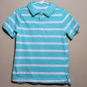 Old Navy Blue and White Striped Polo Shirt